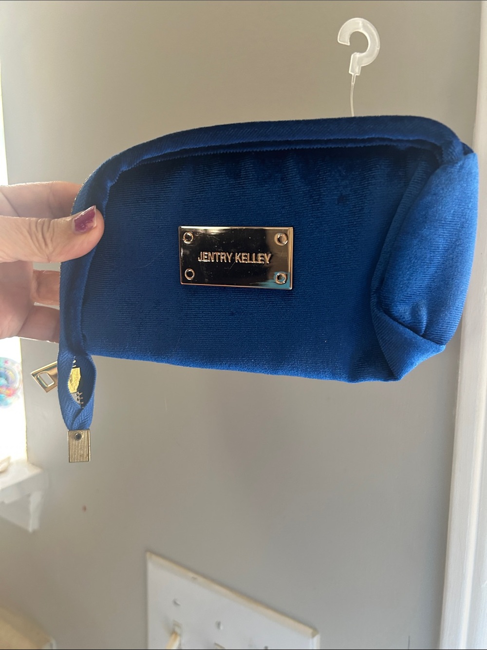 Jentry Kelley Royal Blue Velvet Wristlet Pouch